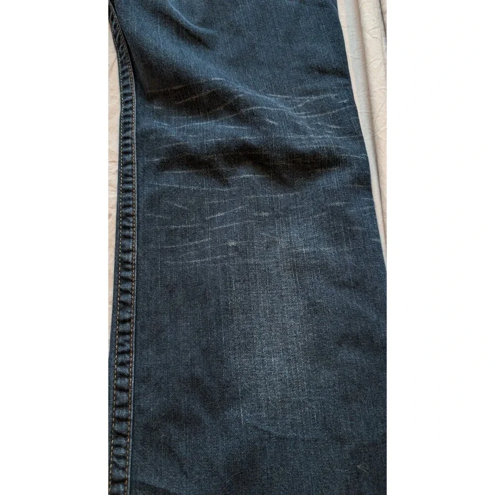 True Religion Men's Blue Jeans Size 40 (41x32) Straight Leg Cut Wide Cuff Denim